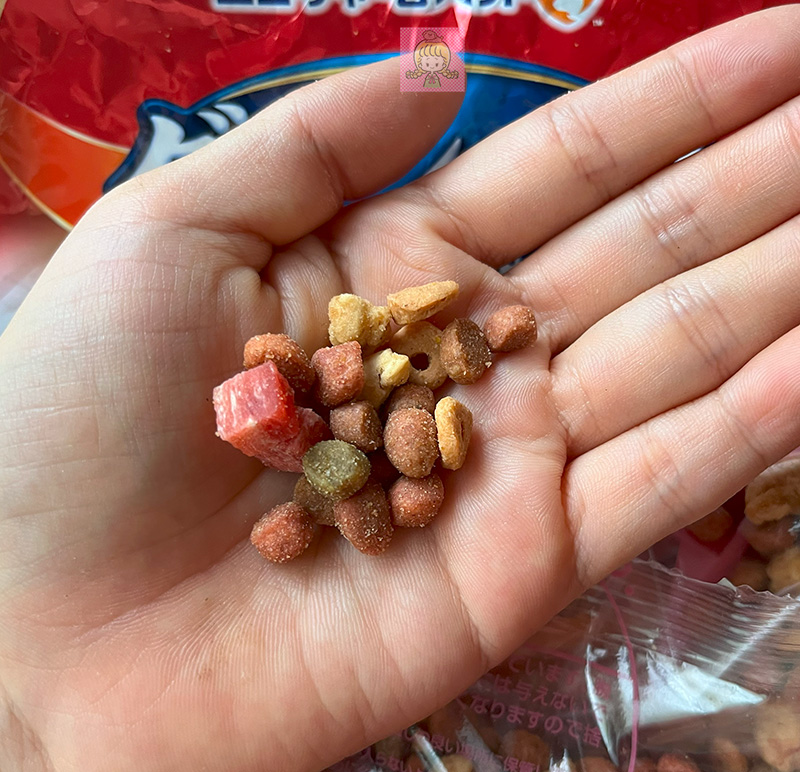 グランデリドッグフードを手のひらに乗せてみたところ